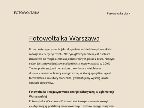 Fotowoltaikawarszawa.com ogniwa, instalacje