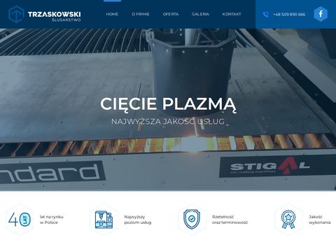 Trzaskowskislusarstwo.pl cięcie stali plazmą