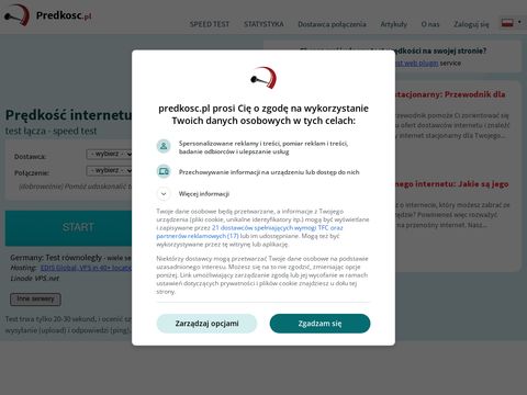 Predkosc.pl internetu - speed test