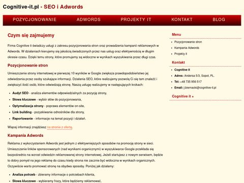 Cognitive it - usługi seo i adwords